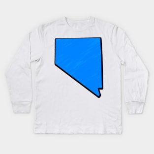 Bright Blue Nevada Outline Kids Long Sleeve T-Shirt